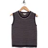 Max Studio Striped Sweater Tank In Navy / Bone Stripe