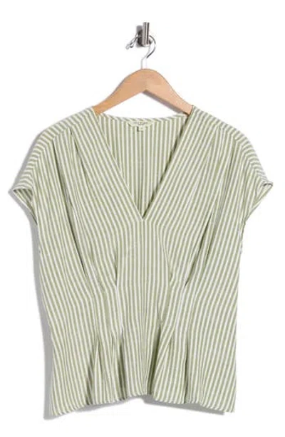 Max Studio Striped V-neck Top