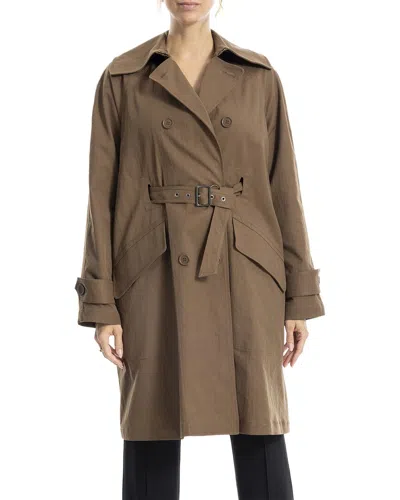 Max Studio Sueded Twill Coat In Brown