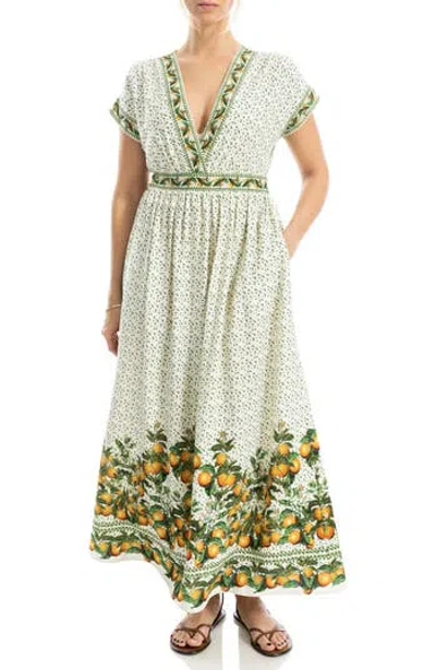 Max Studio Surplice Neck Short Sleeve Maxi Dress In Green