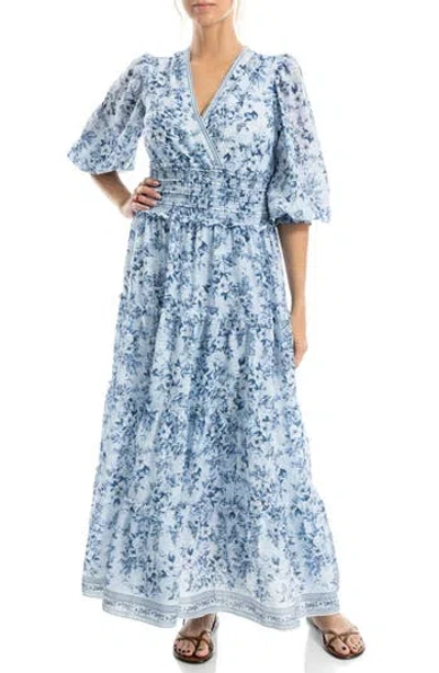 Max Studio Surplice Neck Smocked Waist Maxi Dress