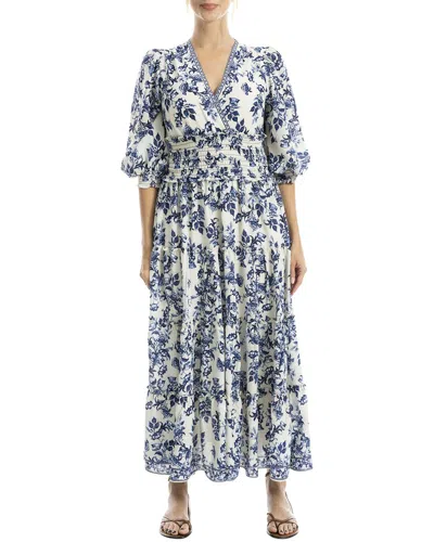 Max Studio Surplice Neck Smocked Waist Maxi Dress In Multi