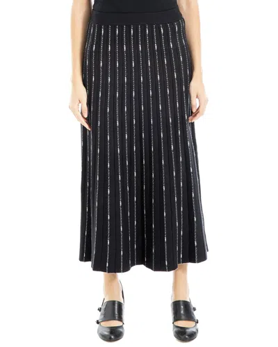 Max Studio Sweater Skirt In Black/ivory Fading Stripe