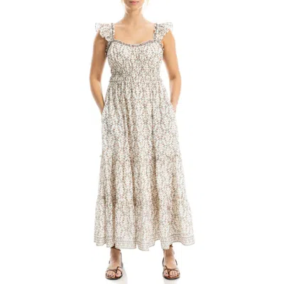 Max Studio Sweetheart Neck Ruffle Strap Tiered Maxi Dress In White