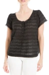 Max Studio Swiss Dot Button Top In Black