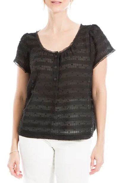 Max Studio Swiss Dot Button Top In Black