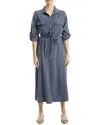 Max Studio Roll Sleeve Utility Maxi Shirtdress In Dusk Blue