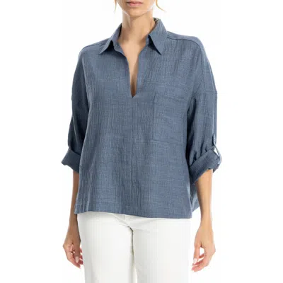 Max Studio Tab Sleeve Shirt In Blue