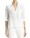 Max Studio Tab Sleeve V-neck Blouse With Collar