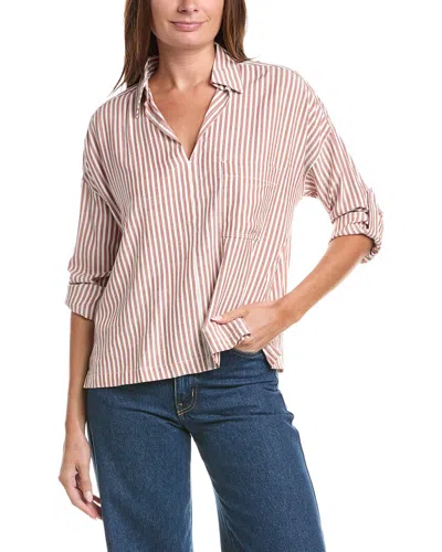 Max Studio Tab Sleeve Woven V-neck Shirt In Multi