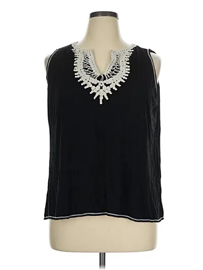 Pre-owned Max Studio Tank Top Black Collared Neckline Tops