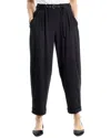 Max Studio Easy Twill Belted Barrel Pants In Black