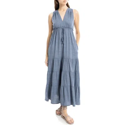 Max Studio Tassel Tie Maxi Dress In Blue