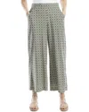 Max Studio Texture Rayon Cropped Pant In Cream/olive Stacked Star Geo