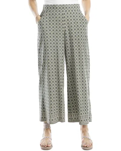 Max Studio Texture Rayon Cropped Pant In Cream/olive Stacked Star Geo
