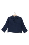 Max Studio Textured Collared Shirt In Blue