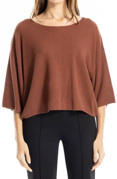Max Studio Textured Dolman Sleeve Sweater In Chestnut
