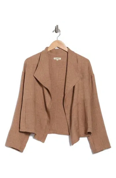 Max Studio Textured Drape Jacket In Brown