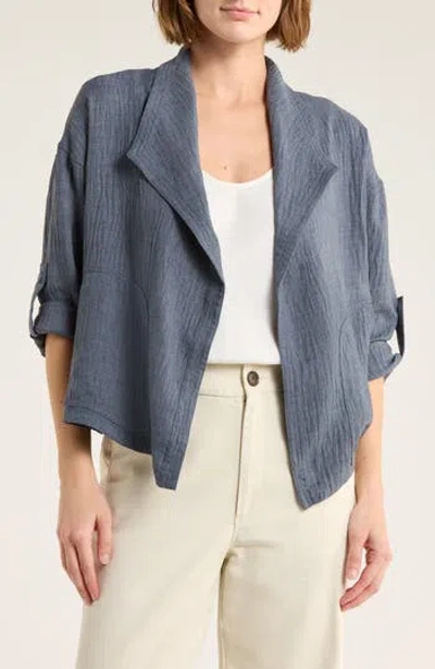 Max Studio Textured Drape Jacket In Gray