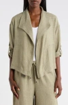Max Studio Textured Drape Jacket In Green