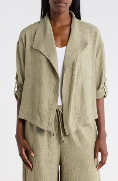 Max Studio Textured Drape Jacket In Green