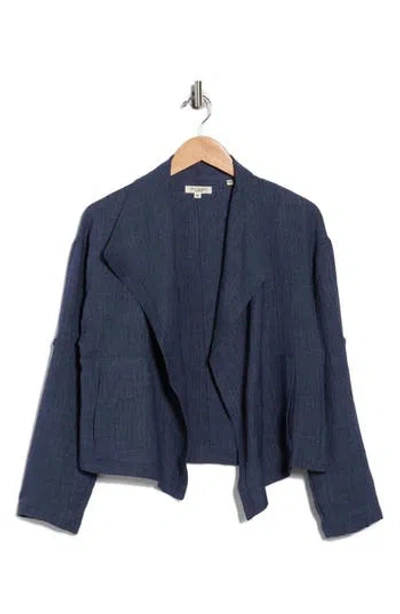 Max Studio Textured Drape Jacket In Blue