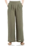 Max Studio Textured Gauze Pants In Olive