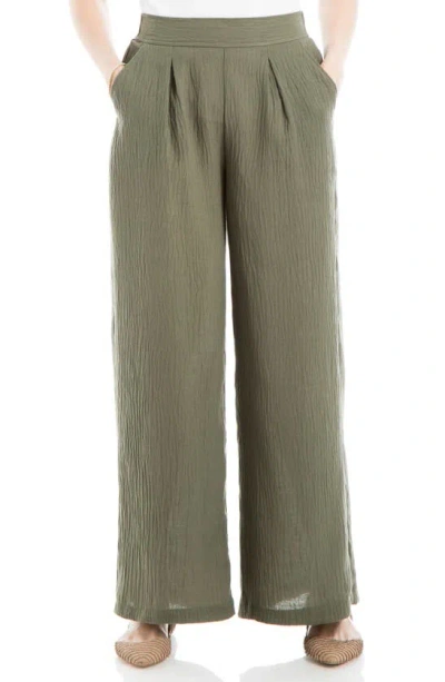 Max Studio Textured Gauze Pants In Olive