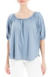 Max Studio Textured Knit Bubble Sleeve Knit Top