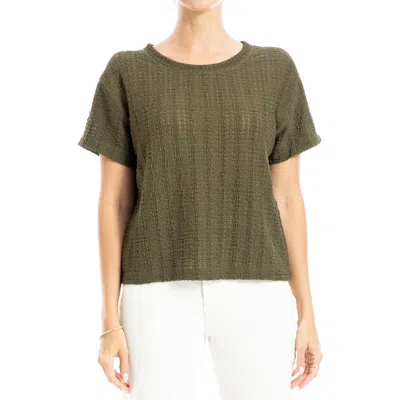 Max Studio Textured Knit T-shirt In Army