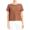 Max Studio Textured Knit T-shirt In Chestnut