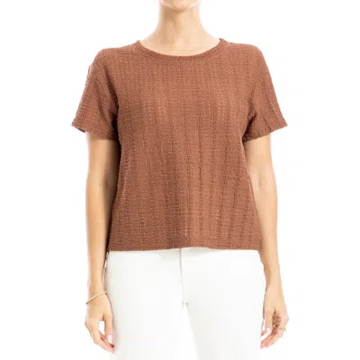 Max Studio Textured Knit T-shirt In Brown