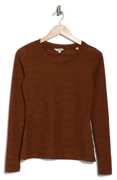 Max Studio Textured Knit Top In Chocolate