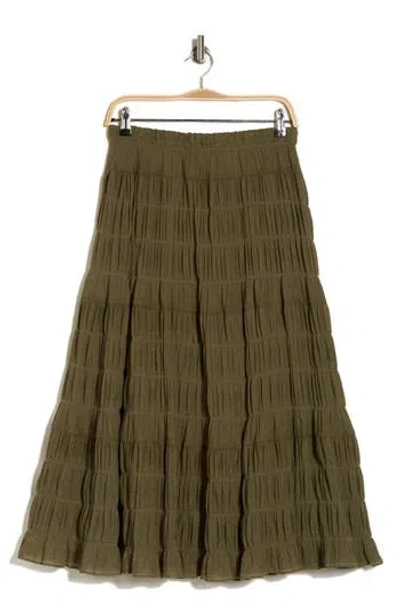 Max Studio Textured Midi Skirt In Army-army