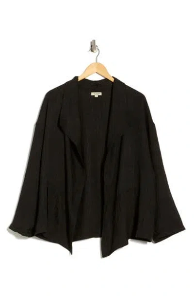 Max Studio Textured Open Front Jacket In Black