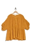 Max Studio Textured Puff Sleeve Top