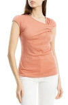 Max Studio Textured Side Gather Top In Orange