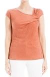 Max Studio Textured Side Gather Top In Cedarwood