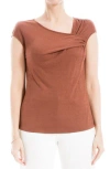 Max Studio Textured Side Gather Top In Chestnut