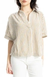 Max Studio Textured Stripe Camp Shirt
