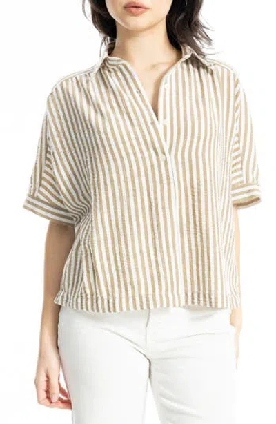 Max Studio Textured Stripe Camp Shirt