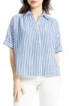 Max Studio Textured Stripe Camp Shirt