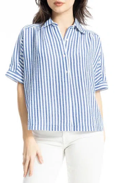 Max Studio Textured Stripe Camp Shirt