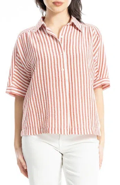 Max Studio Textured Stripe Camp Shirt