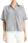 Max Studio Textured Stripe Camp Shirt In Multi