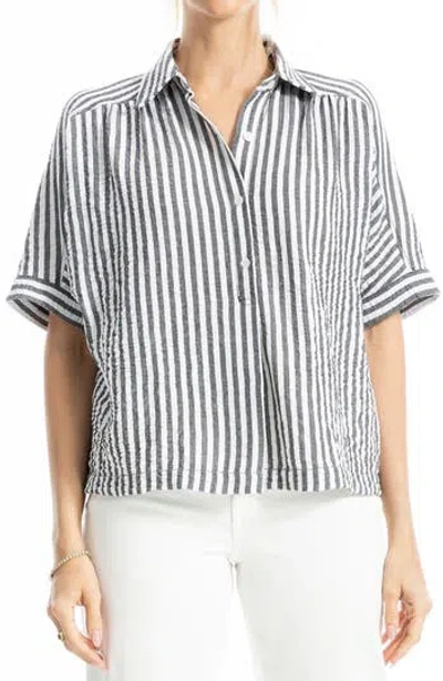 Max Studio Textured Stripe Camp Shirt In Multi