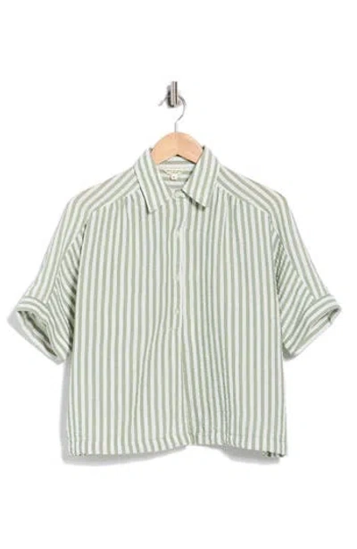 Max Studio Textured Stripe Camp Shirt In Multi