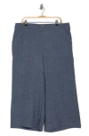 Max Studio Textured Wide Leg Crop Pants In Blue
