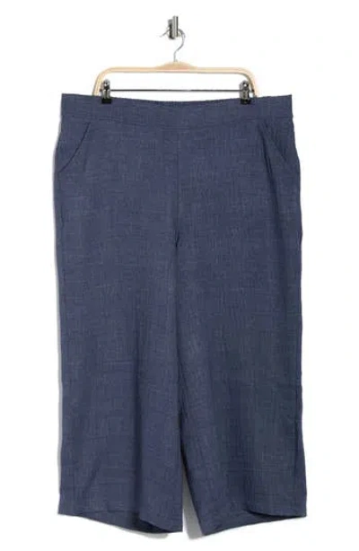 Max Studio Textured Wide Leg Crop Pants In Blue