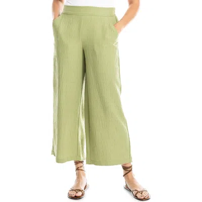 Max Studio Textured Wide Leg Pants In Green